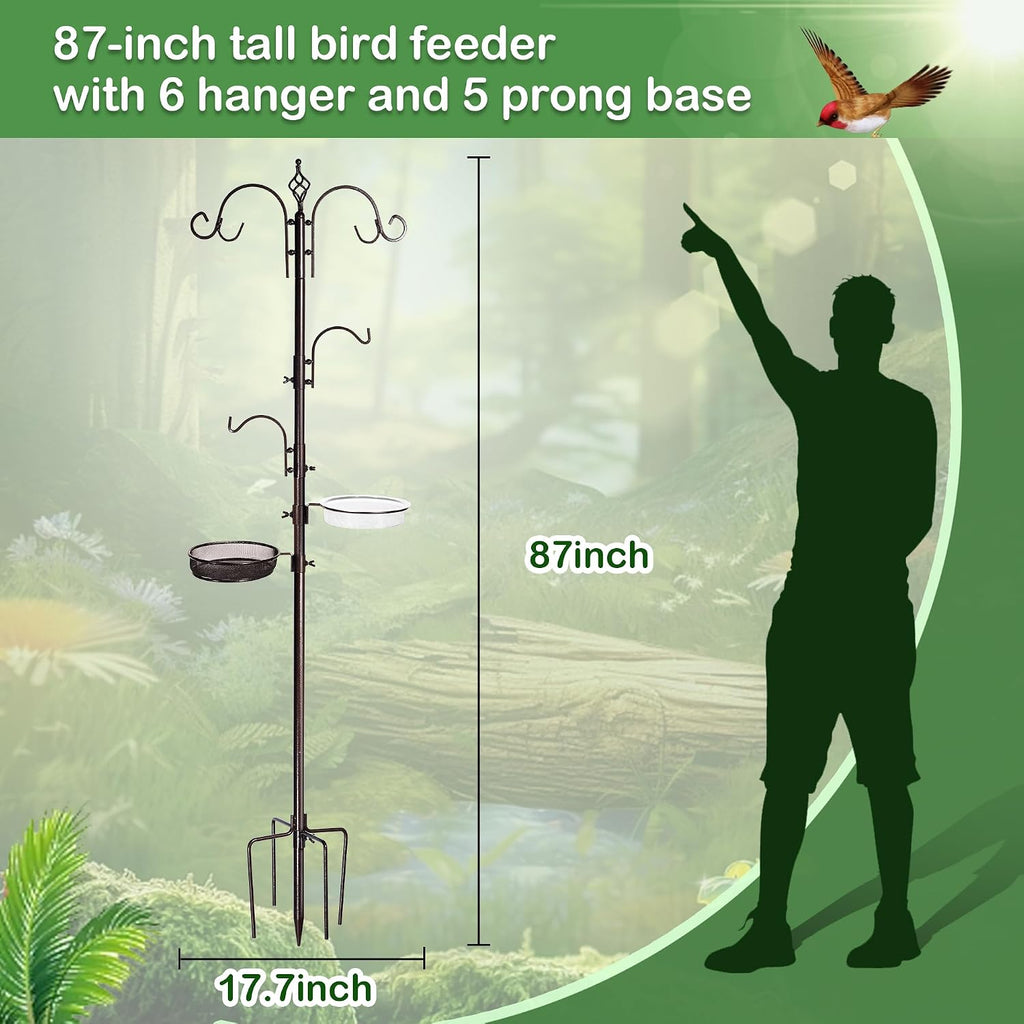 Bird Feeding Station Kit, 87 Inch Bird Feeder Pole for Outside