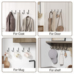 22LB Wall Hooks for Hanging Towel/Coat, Black 5 Pack