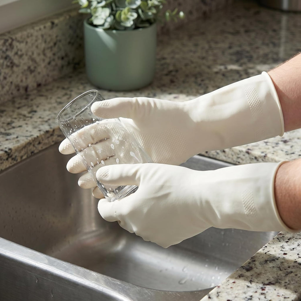 Nitrile Cleaning Gloves 6 Pairs Heavy Duty Reusable 15mil Chemical Puncture Resistant Odorless Allergy-Free Anti-Slip