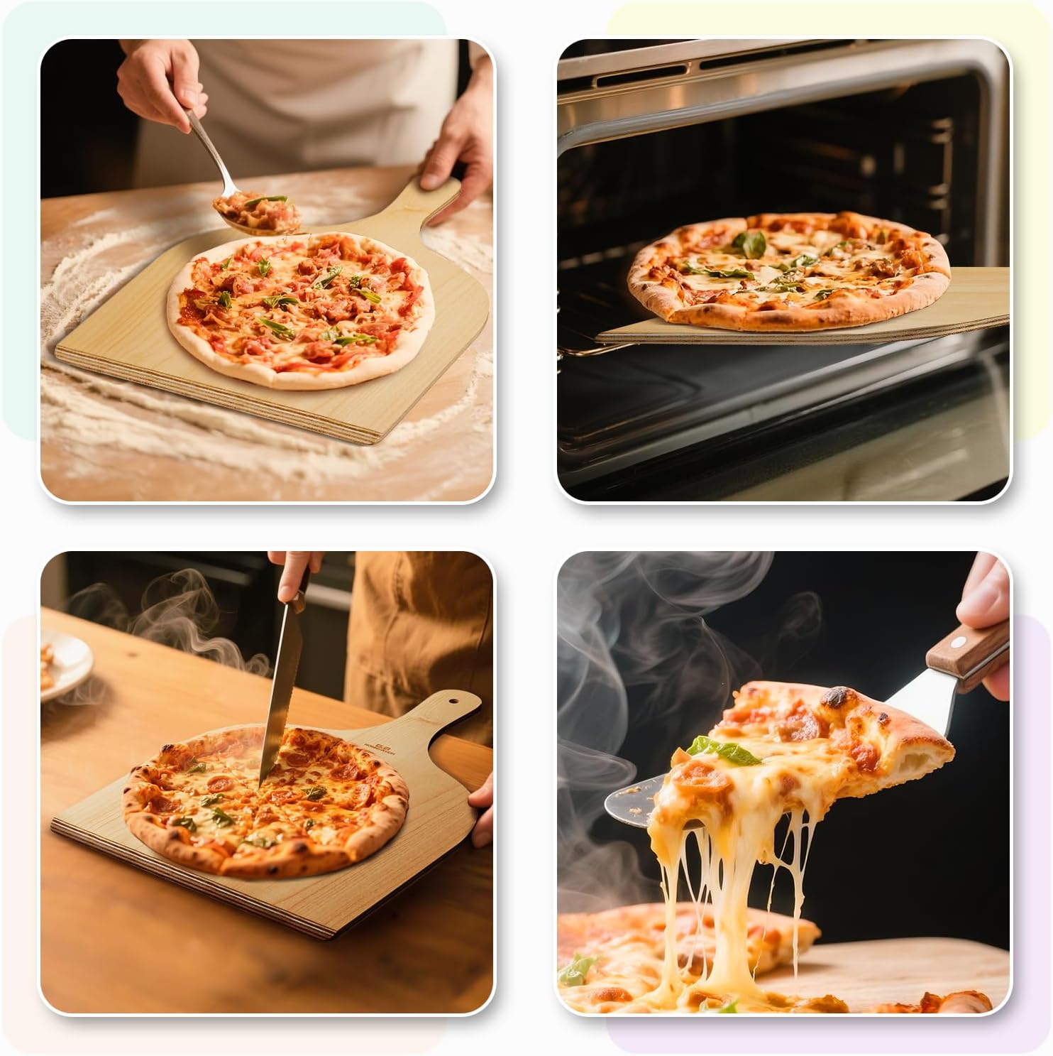 Wooden Pizza Peel, 2 Pack, 12 x 16 Inch