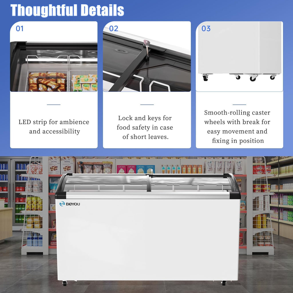12.9cu Commercial Ice Cream Display Freezer- 6 Wire Baskets