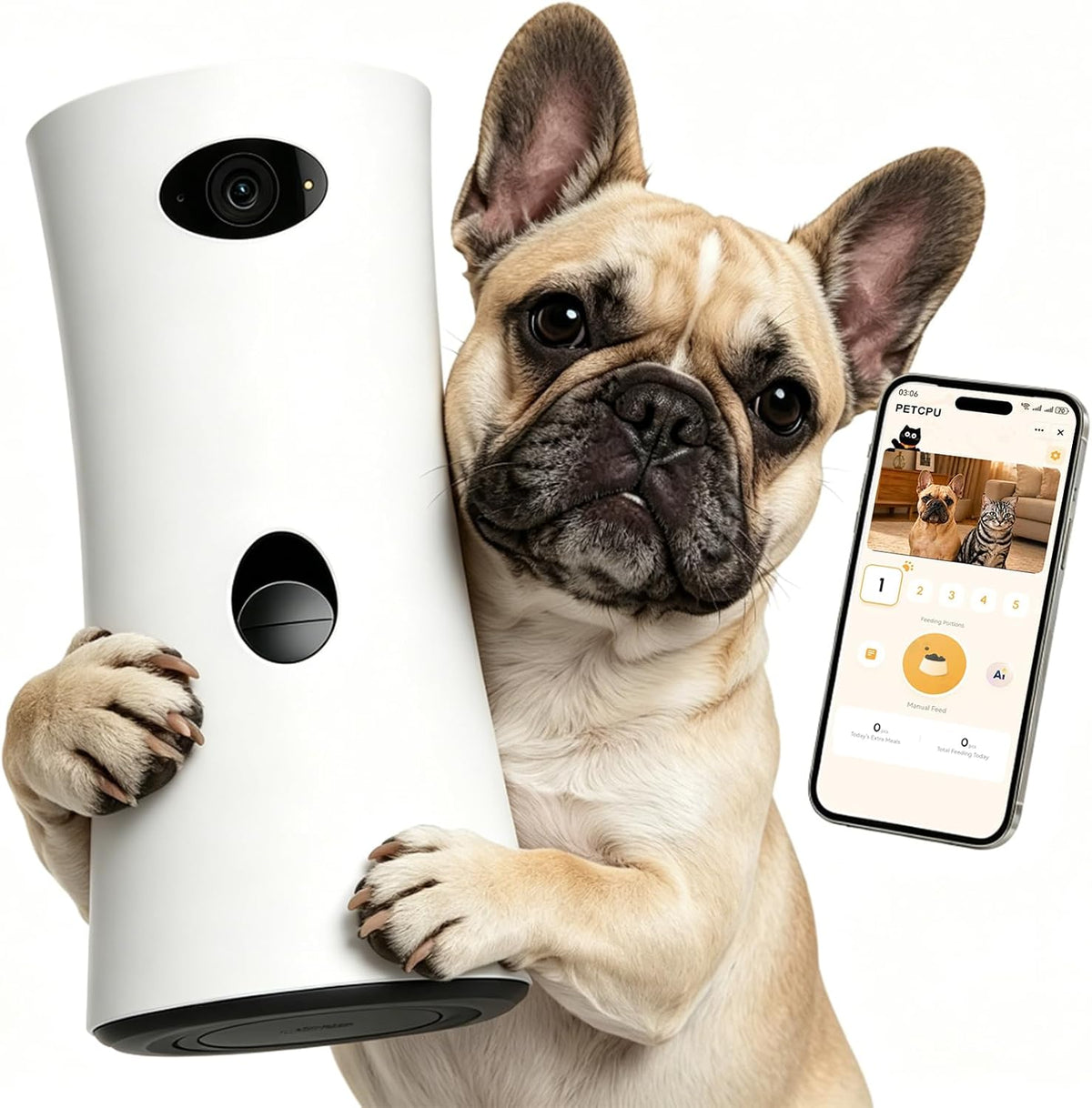 Pet Camera Treat Dispenser, 360° Pet Dog Security Cameras with Phone App, WiFi 5G/2.4G, Two Way Audio, Night Vision