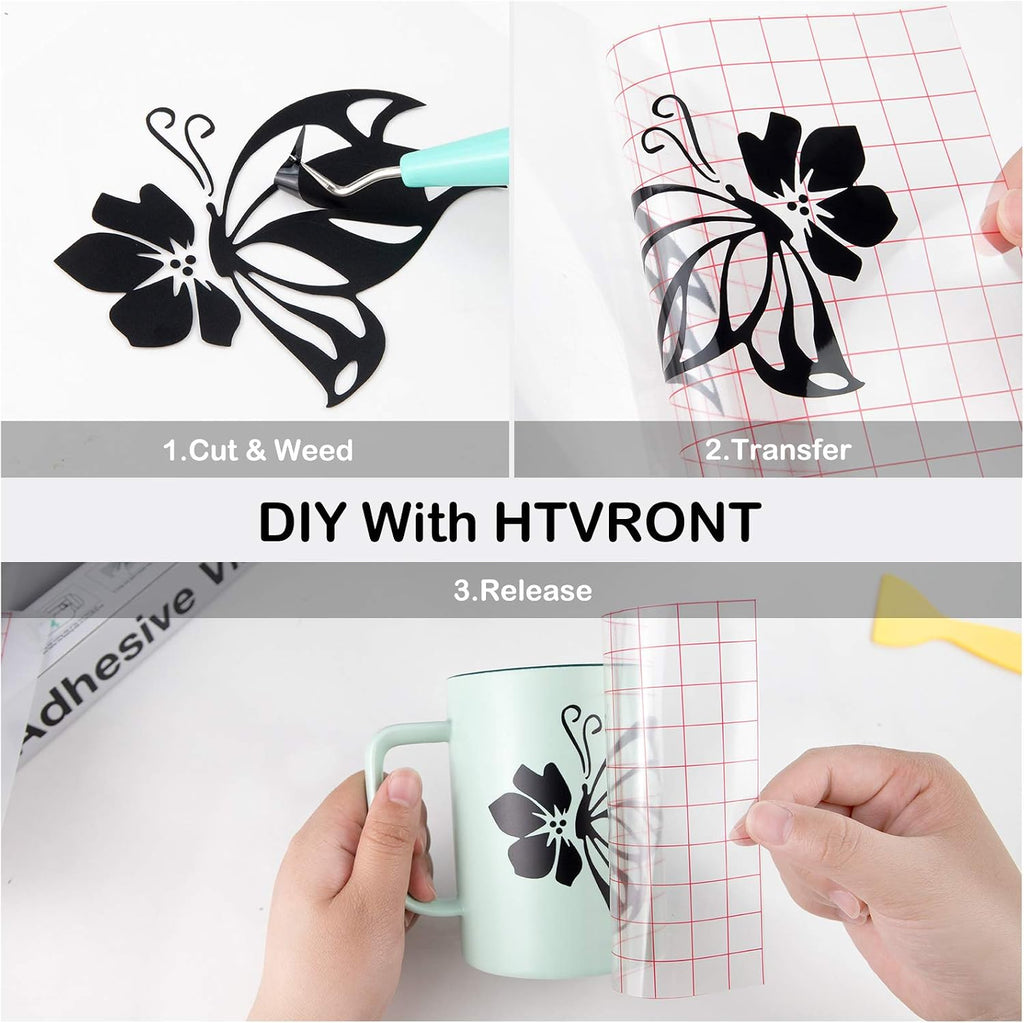 Matte Black Permanent Vinyl Roll, 12" x14FT, for Car Decals & Signs | Waterproof, Easy to Weed & Cut, Compatible with