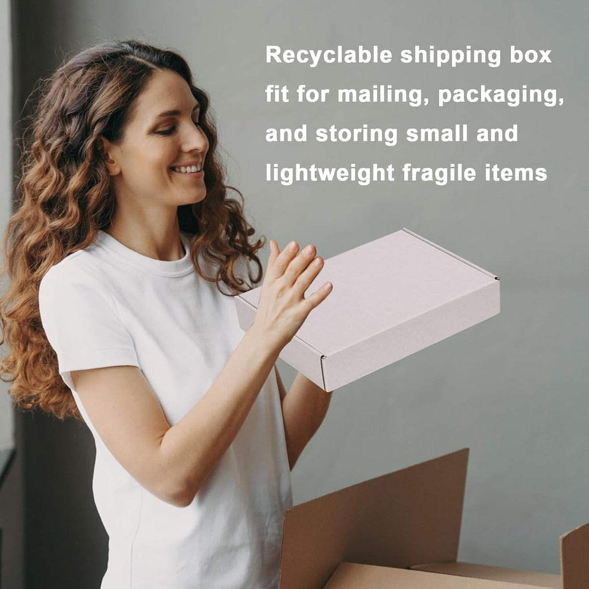 11x8x2 Inches Shipping Boxes Pack of 25, White Corrugated Cardboard Box for Mailing Packing Literature Mailer