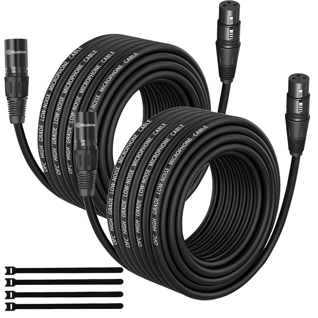 XLR Cables 25FT 2 Pack,Oxygen-Free Copper Balanced Microphone Cord Male to Female 3Pin for DMX Cable,Speaker Cable