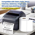 4" x 2" Direct Thermal Labels, 1" Core (12000 Labels, 16 Rolls)