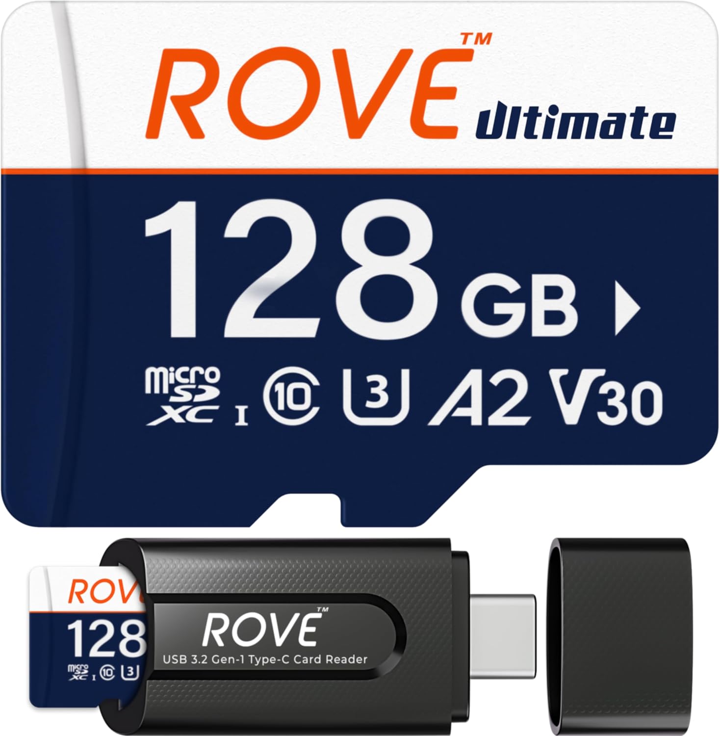 Ultimate Micro SD Card microSDXC 128GB Memory Card with USB 3.2 Type C Card Reader 512GB 170MB/s C10, U3, V30, 4K, A2