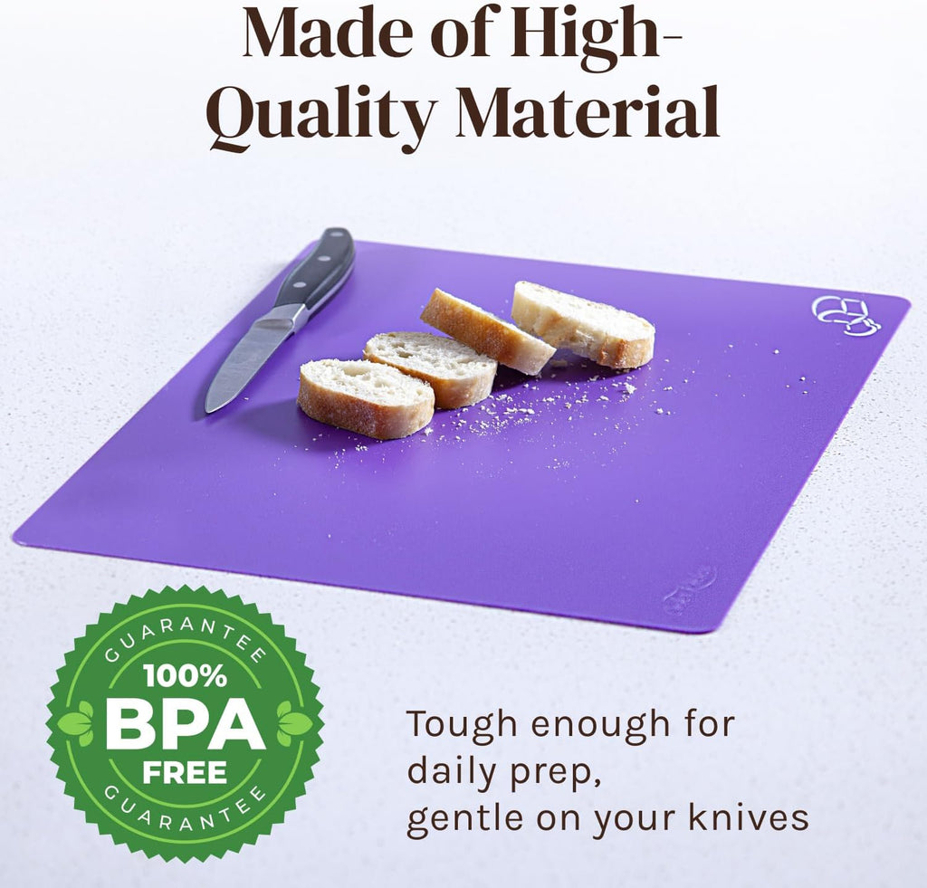 Extra Thick Flexible Plastic Cutting Board Mats, Set of 6 for Kitchen, BPA Free, Non-Slip Waffle Back, Dishwasher