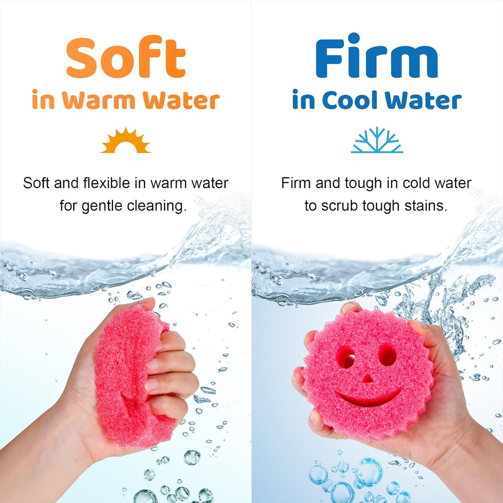 8 Pack Colorful Smile Scrub Sponges, Temperature Controlled