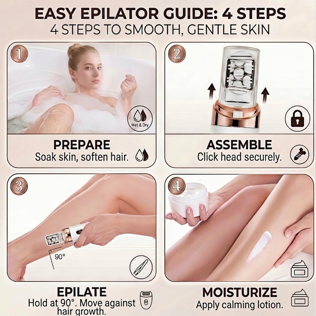 Epilator, Facial Hair Remover and Shaver for Women — Rechargeable Cordless Electric Facial Epilator with LED — for