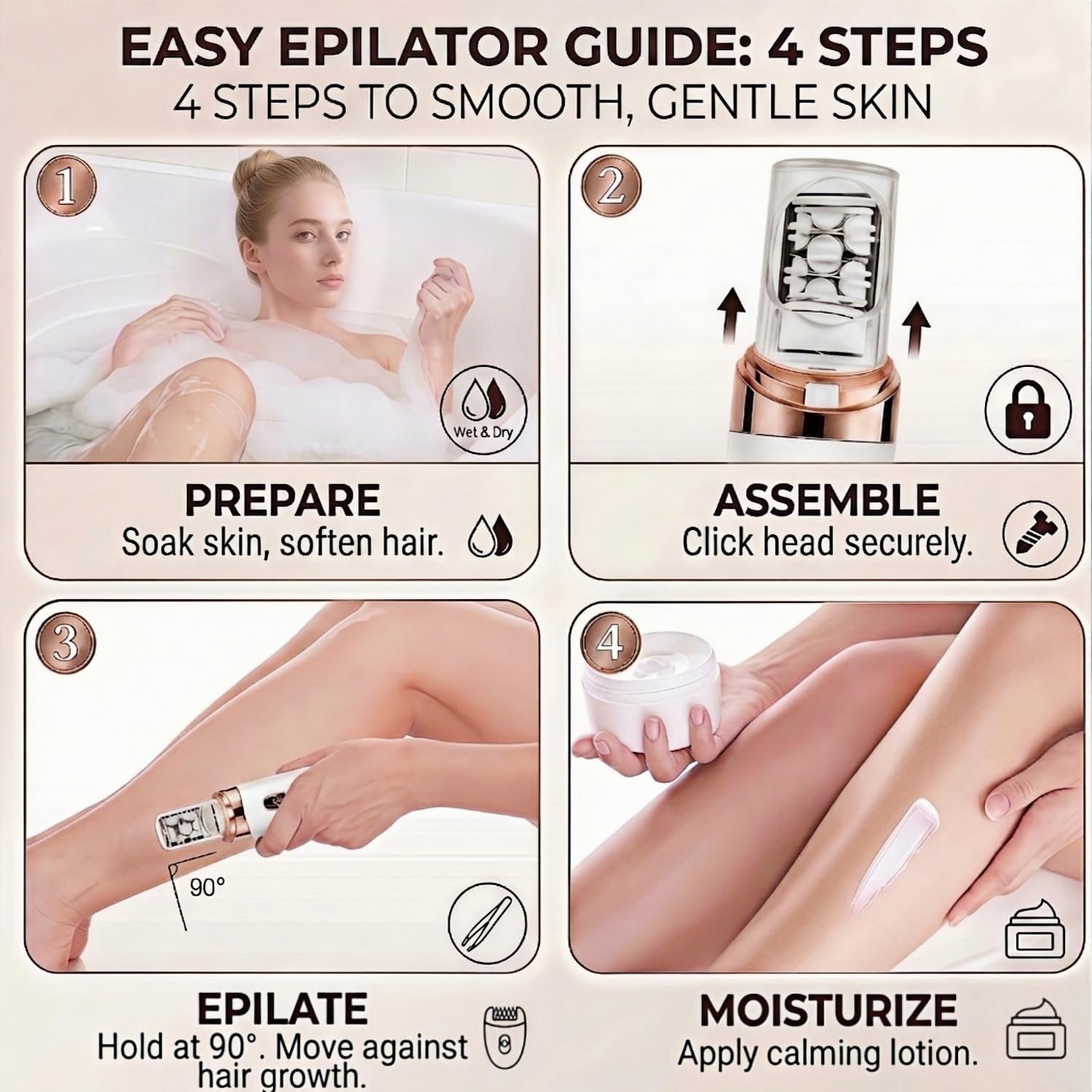 Epilator, Facial Hair Remover and Shaver for Women — Rechargeable Cordless Electric Facial Epilator with LED — for