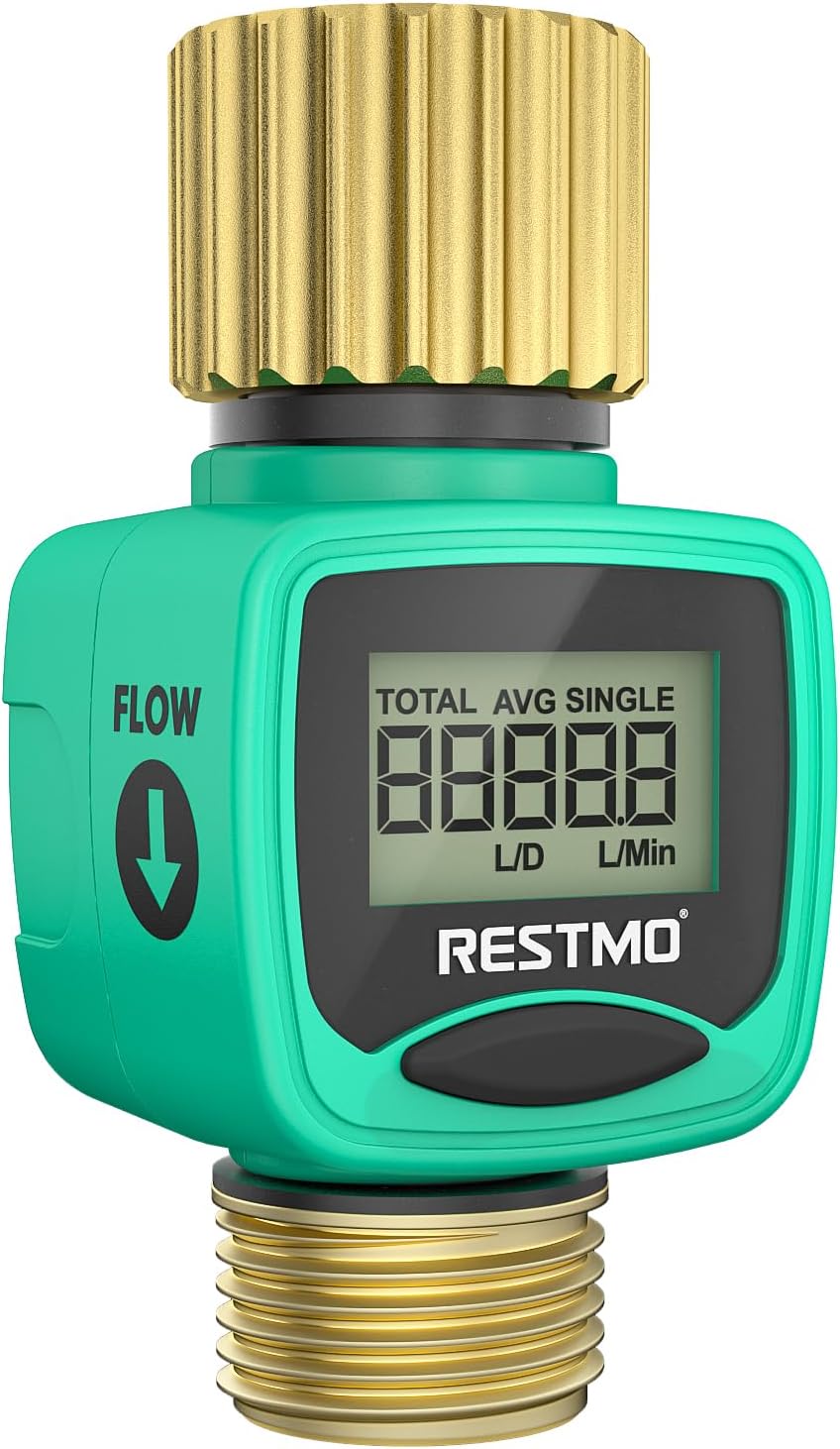 RESTMO Heavy Duty Water Flow Meter with Brass Inlet & Outlet