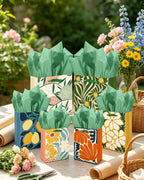Clash Flowers Gift Bags with Tissue Paper Mulit Assorted Sizes 10PCS Present Party Favor Birthday Bags(2pcs Large