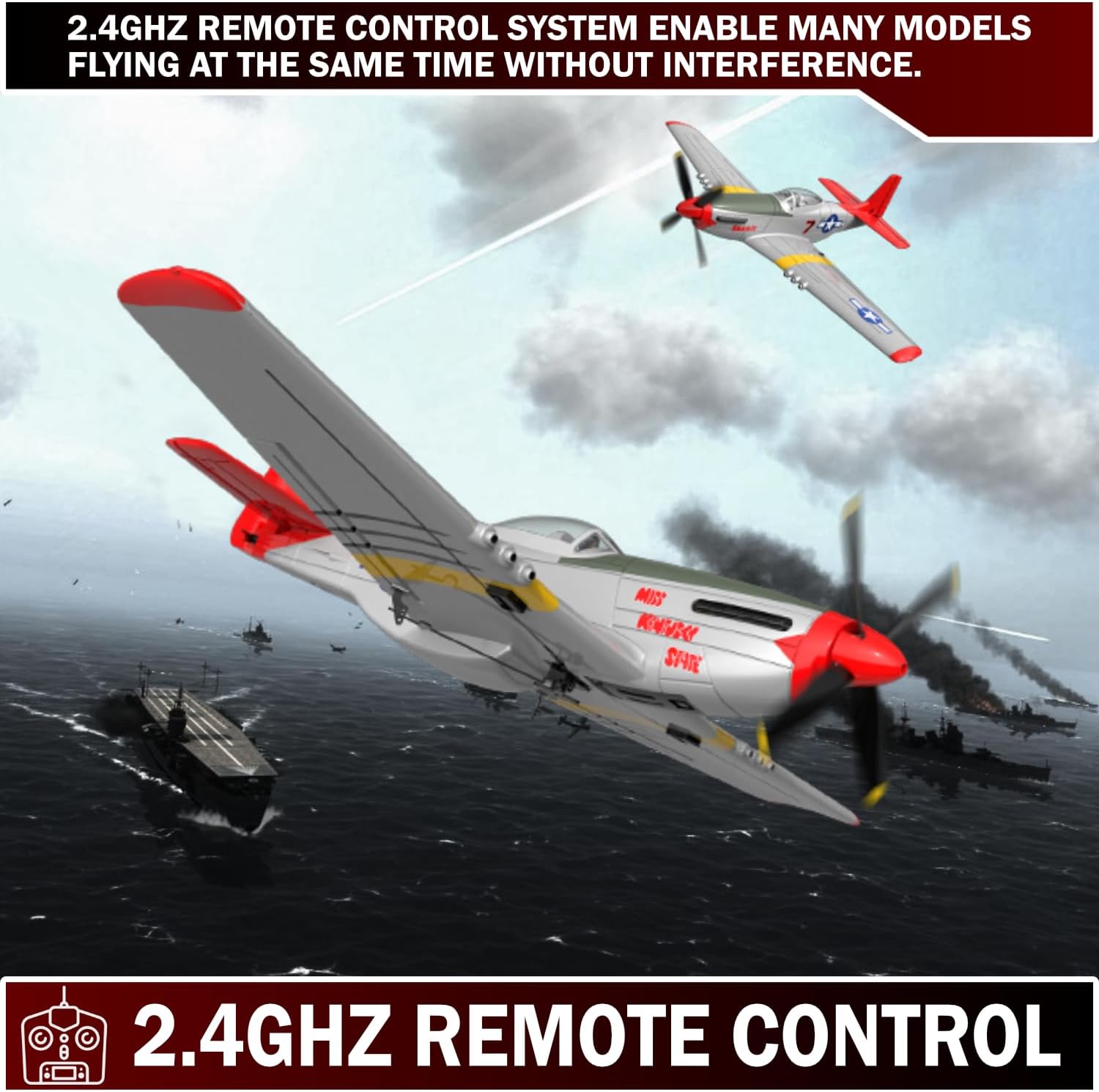 4 Channel RC Plane, Ready to Fly Aerobatic Aircraft, Easy Control for Beginners, P51 Mustang RC Airplane Best Gift