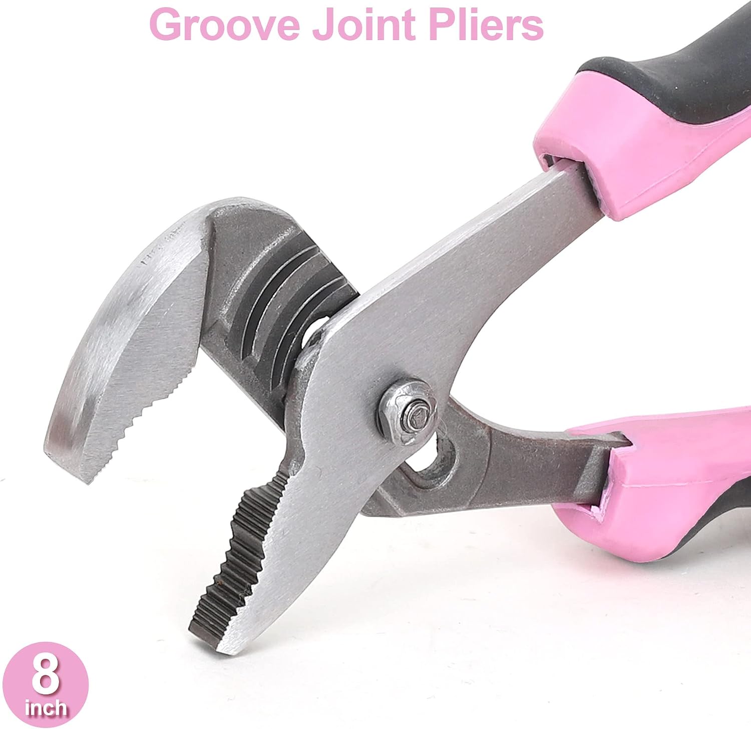 5-Piece Pink Utility Pliers Set with Storage Bag, Includes Groove Joint, Diagonal, Long Nose, Slip Joint Pliers and