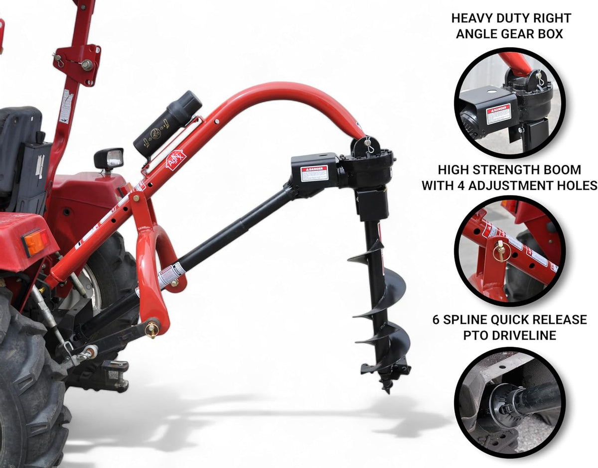model 400 3-Point Tractor Post Hole Digger for Compact/Sub-Compact/Cat 0 Tractors (12" Auger)