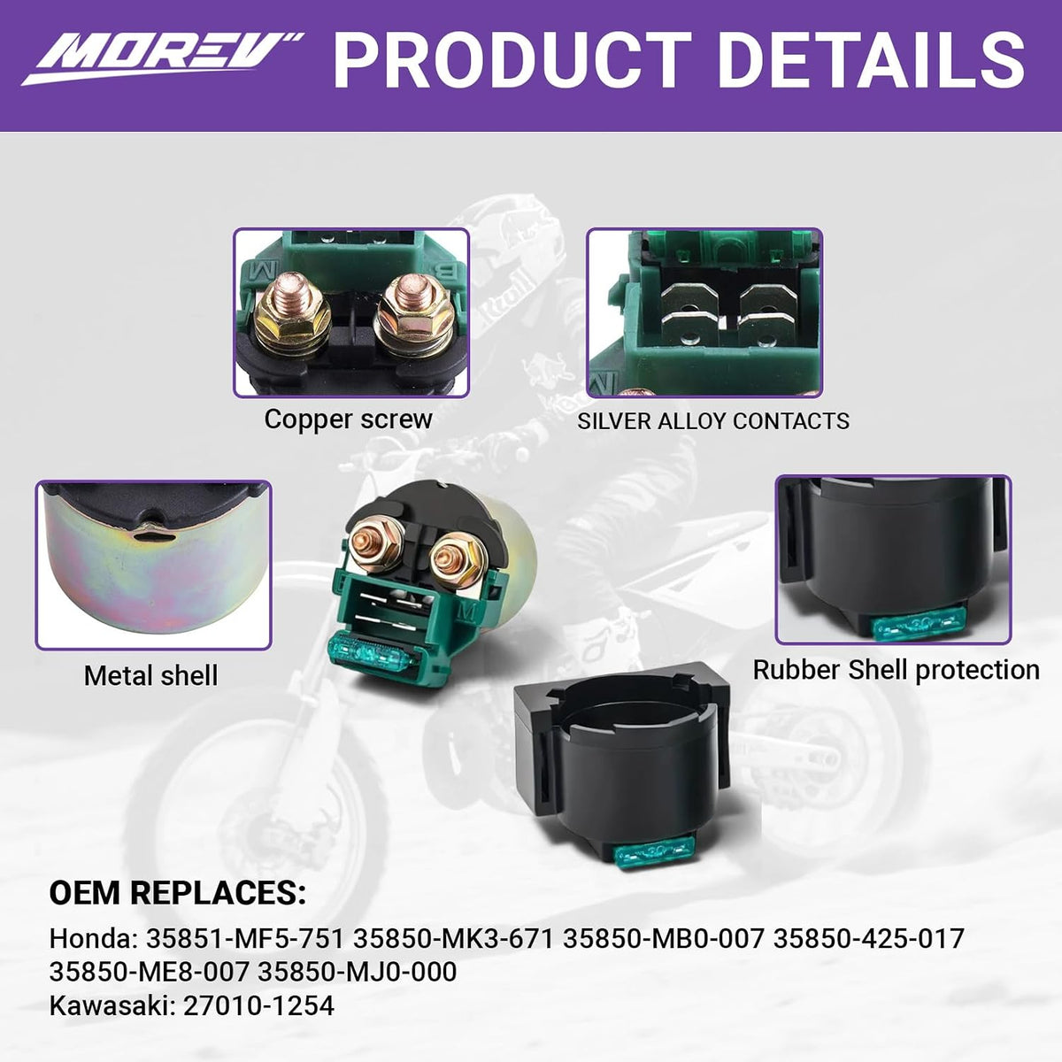 MOREV Starter Solenoid Relay Compatible with Kawasaki Bayou 220, Bayou 250