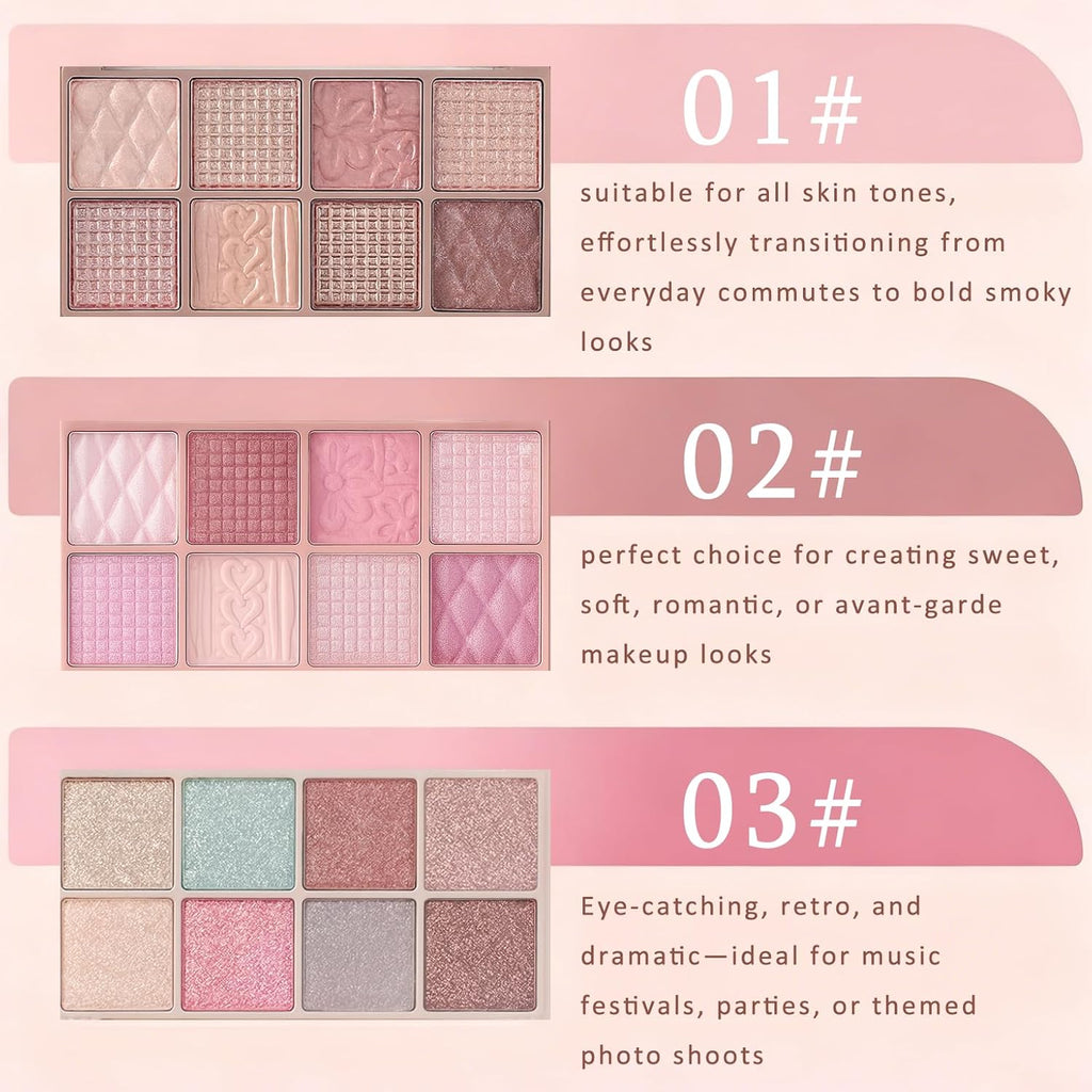 Brown and Pink Eyeshadow Palette Blendable Warm Shimmer Eyes Makeup Palette