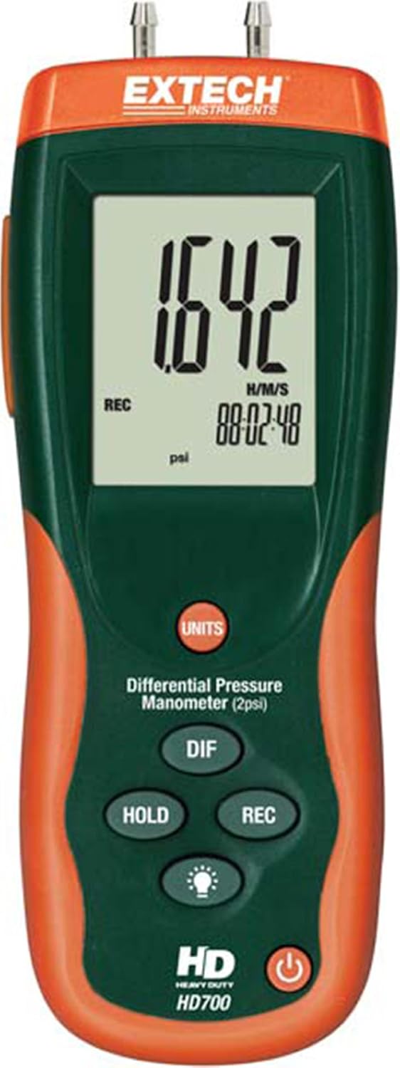 Extech HD700 Differential Pressure Manometer, +/-2 psi, 11 Units, USB