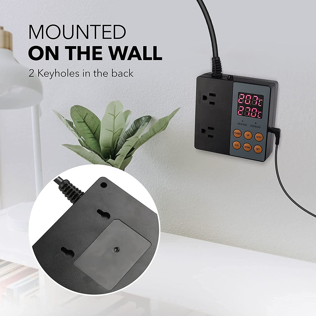 BN-LINK Temperature Controller Dual Thermostat Outlet for Heating Cooling