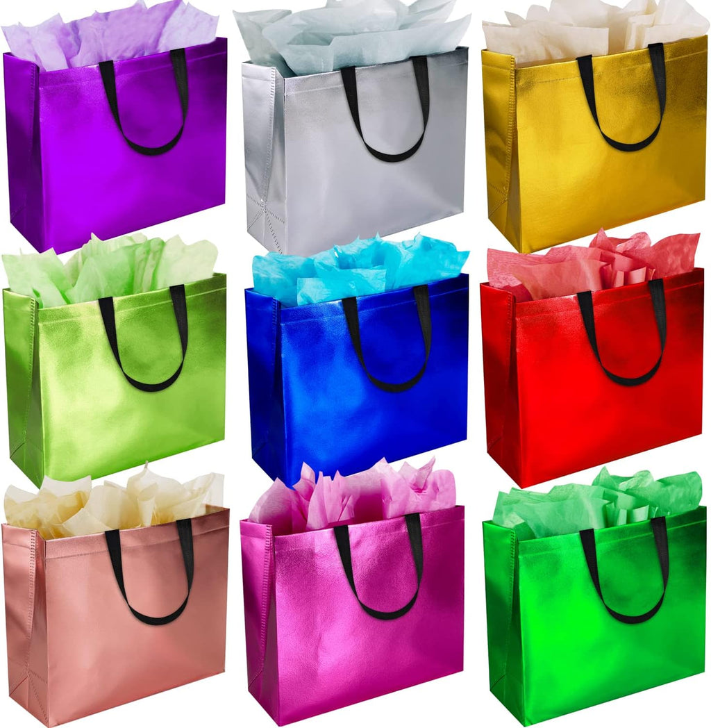 18Pcs Large Reusable Gift Bags with Tissues 13 x 5 x 11 In