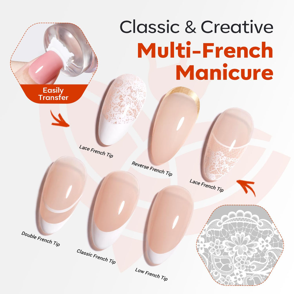16Pcs Nail Stamping Kit French Tip Stamper Lace Nail Stamp Plate