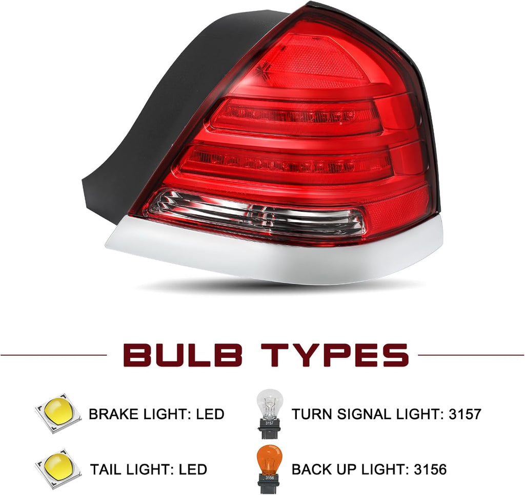 JSBOYAT LED Tail Light Assembly for 1998-2011 Ford Crown Victoria Tail Lamp
