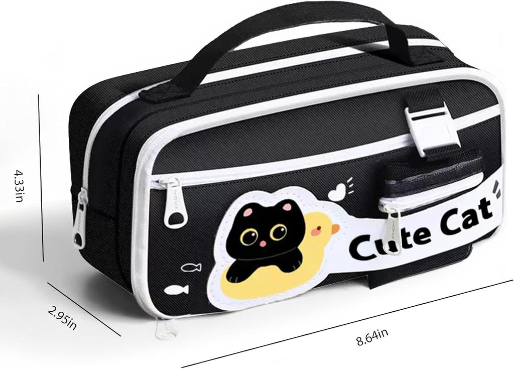 Black Cute Cat Stationery Set,School Supplies with Sticky Notes,Pencils | Kawaii Cat Design Includes