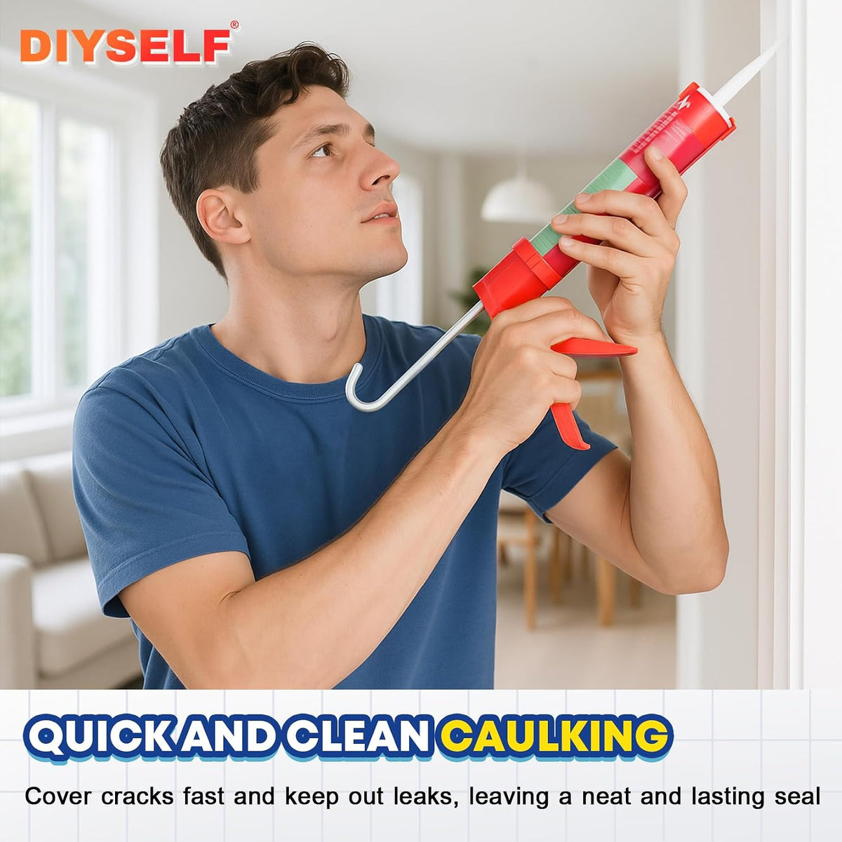 Caulk Gun, Heavy Duty Caulking Tool, 10:1 Thrust for 10 oz Tubes