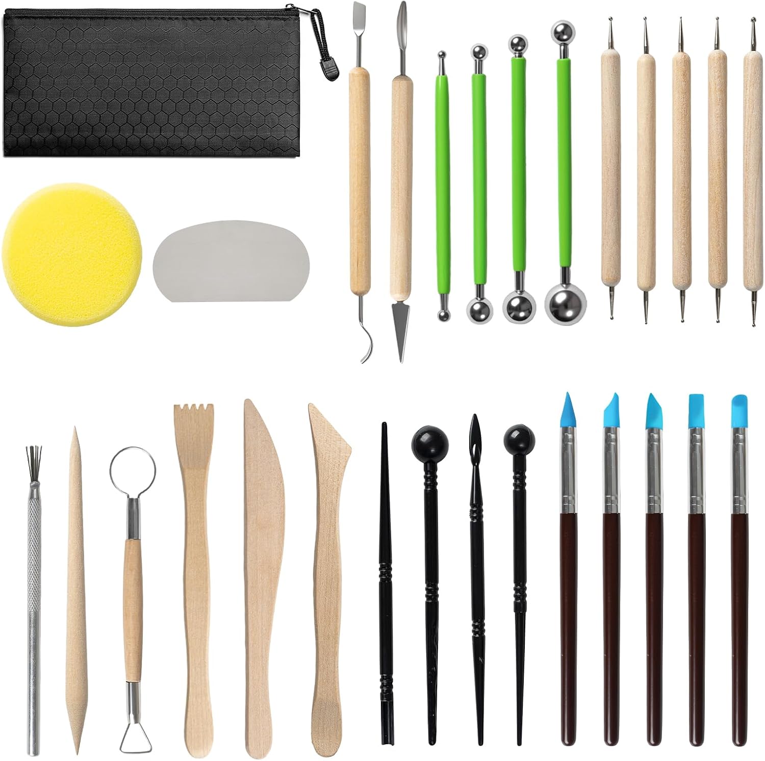 29 PCS Clay Tool, Clay Sculpting Tools Kit, Pottery Tools Can be Used for Stippling, Carving, Molding, and Shaping