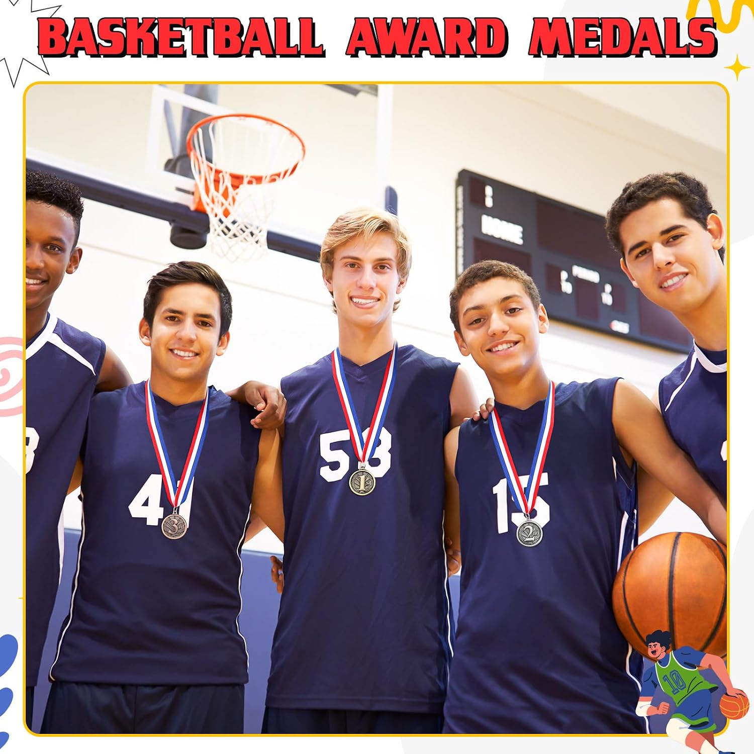 Award Medals 1st 2nd 3rd Place Medals for Awards Winner Medal Gold Silver Bronze Medal with Neck Ribbon Trophy Award