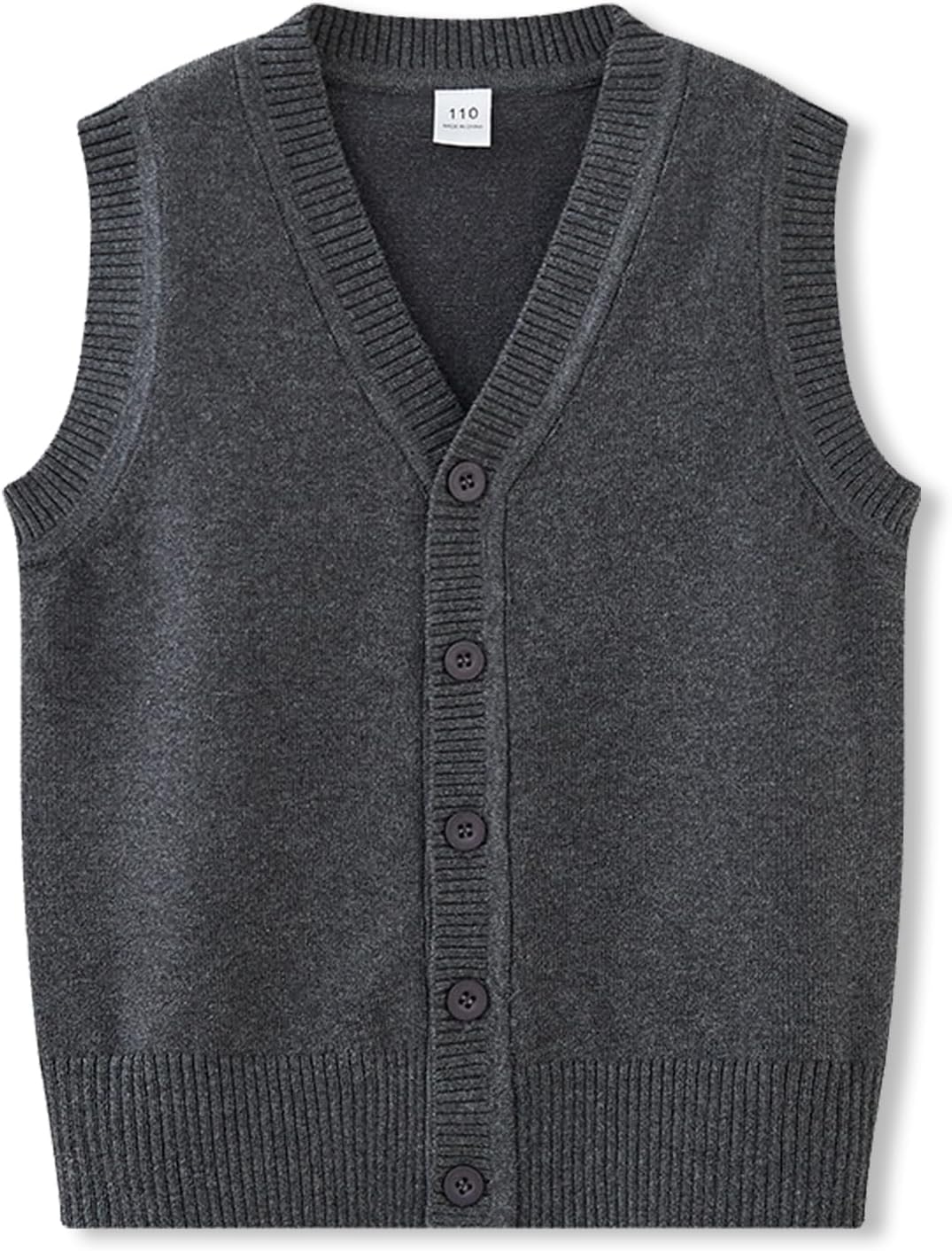 Boys Girls School Uniform Sweater Vest Cotton Kids V-Neck Button Solid Sleeveless Cardigan for Children Toddler