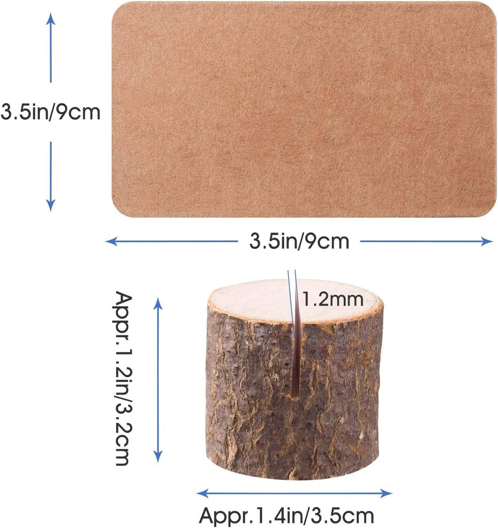 15Pcs Wood Place Card Holders & 26Pcs Place Cards, Table Number Holders, Rustic Party Decor, Wooden Sign holder