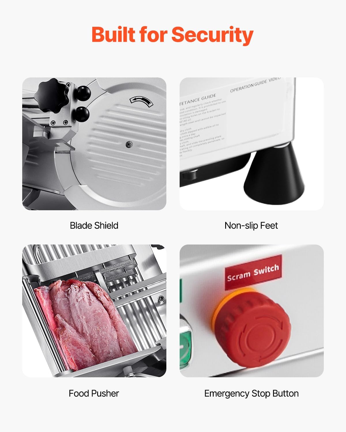 Automatic Meat Slicer, 500W Electric Deli Slicer Machine with 10 inch Sharp 75Cr1 Steel Blade, 0-0.67 inch Adjustable