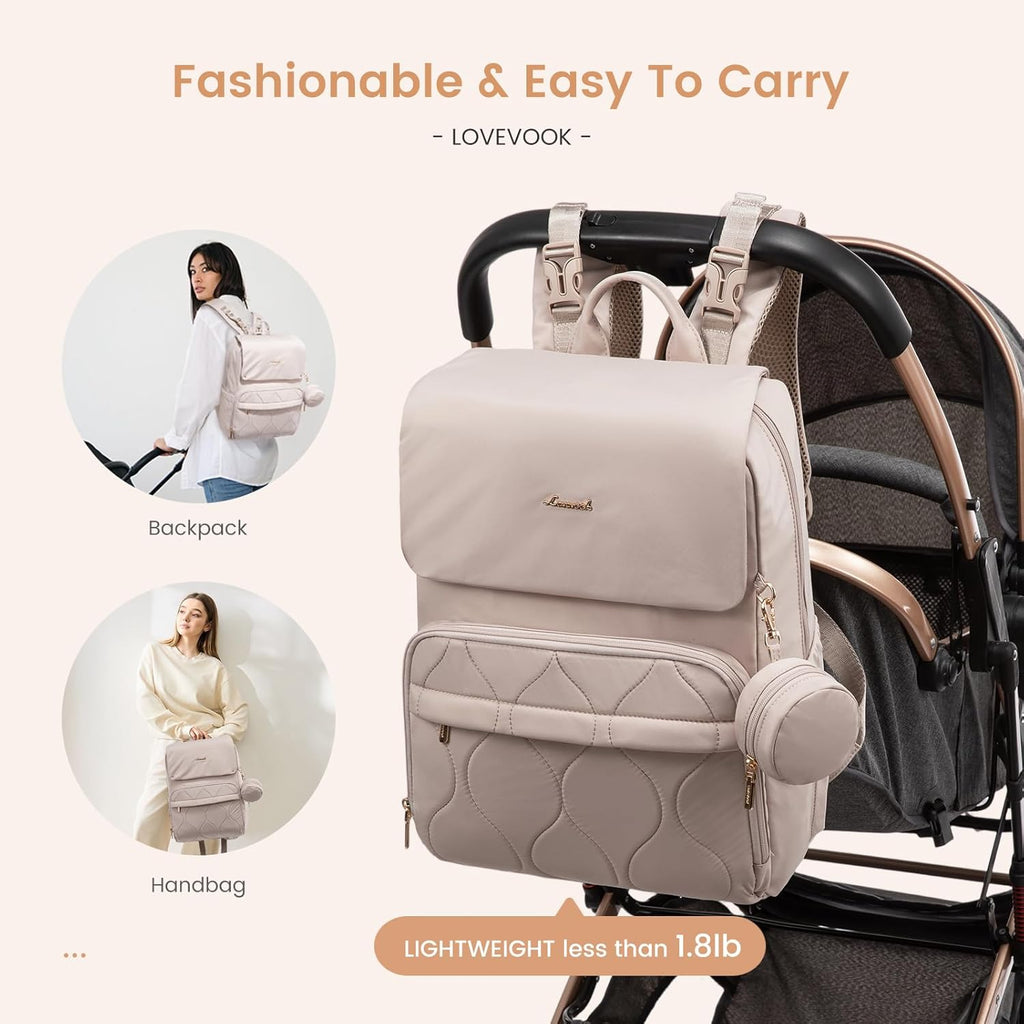 Diaper Bag Backpack, Baby Travel Bags for Boys & Girl, Toddler Waterproof Diaper Bag w/Changing Pad (Camel