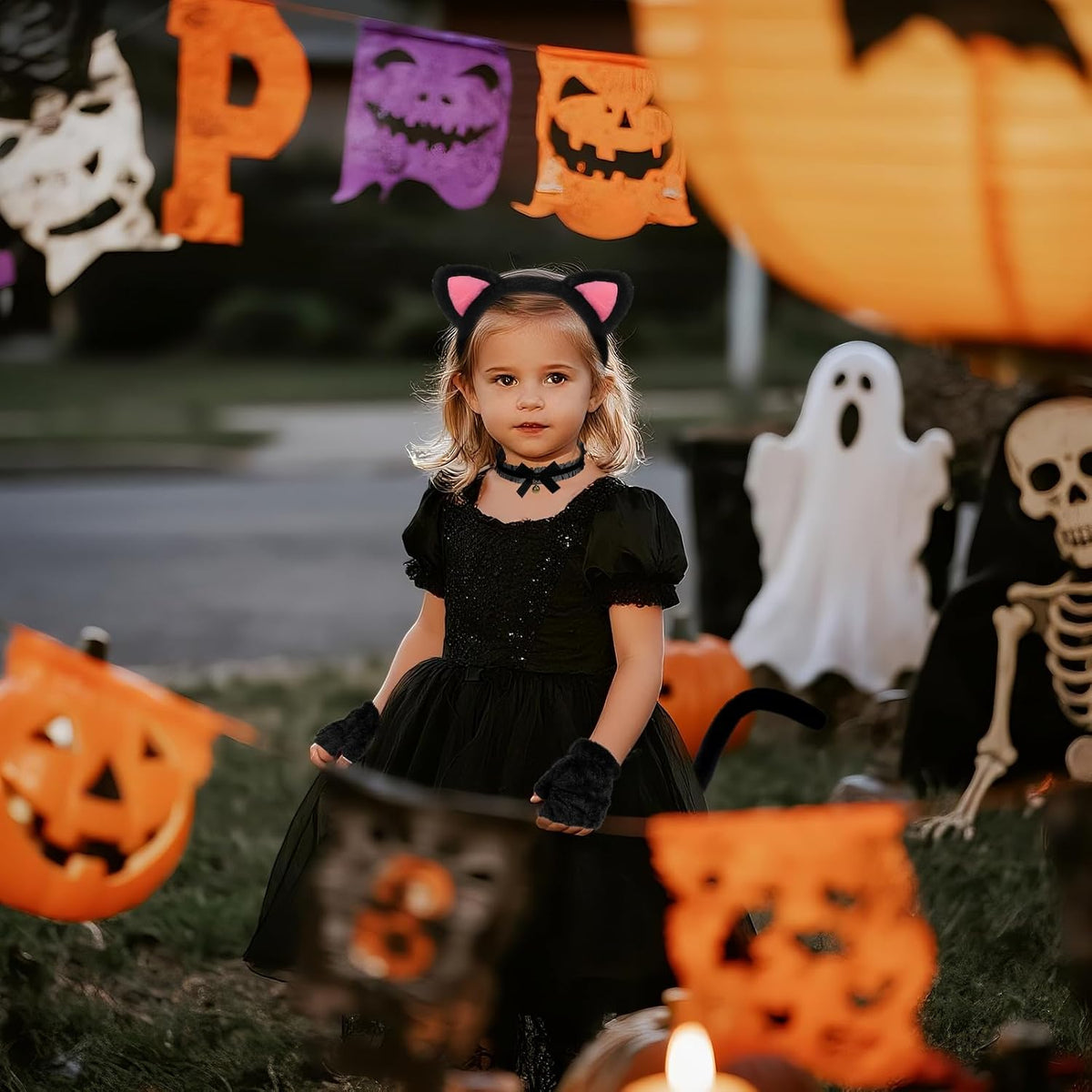 Cat Costumes Including Cat Ears and Tail Necklace Paw Gloves Animal Costume