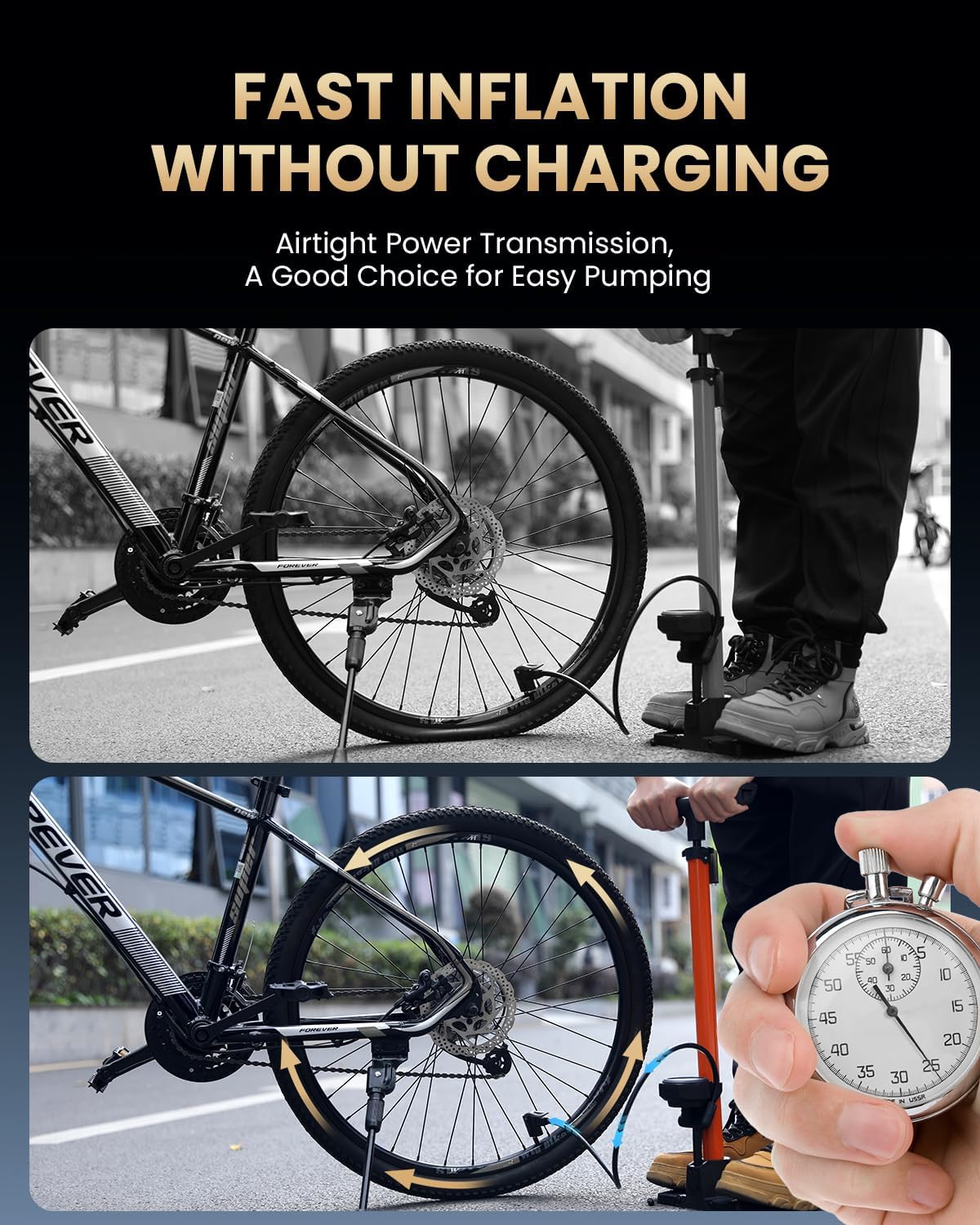 160PSI Bike Pump with Gauge, High Pressure Bicycle Pump