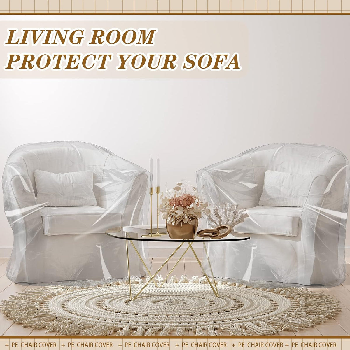 6 Pcs Plastic Chair Covers Plastic Furniture Cover Indoor Outdoor Waterproof Clear Armchair Cover Dust Proof Armchair