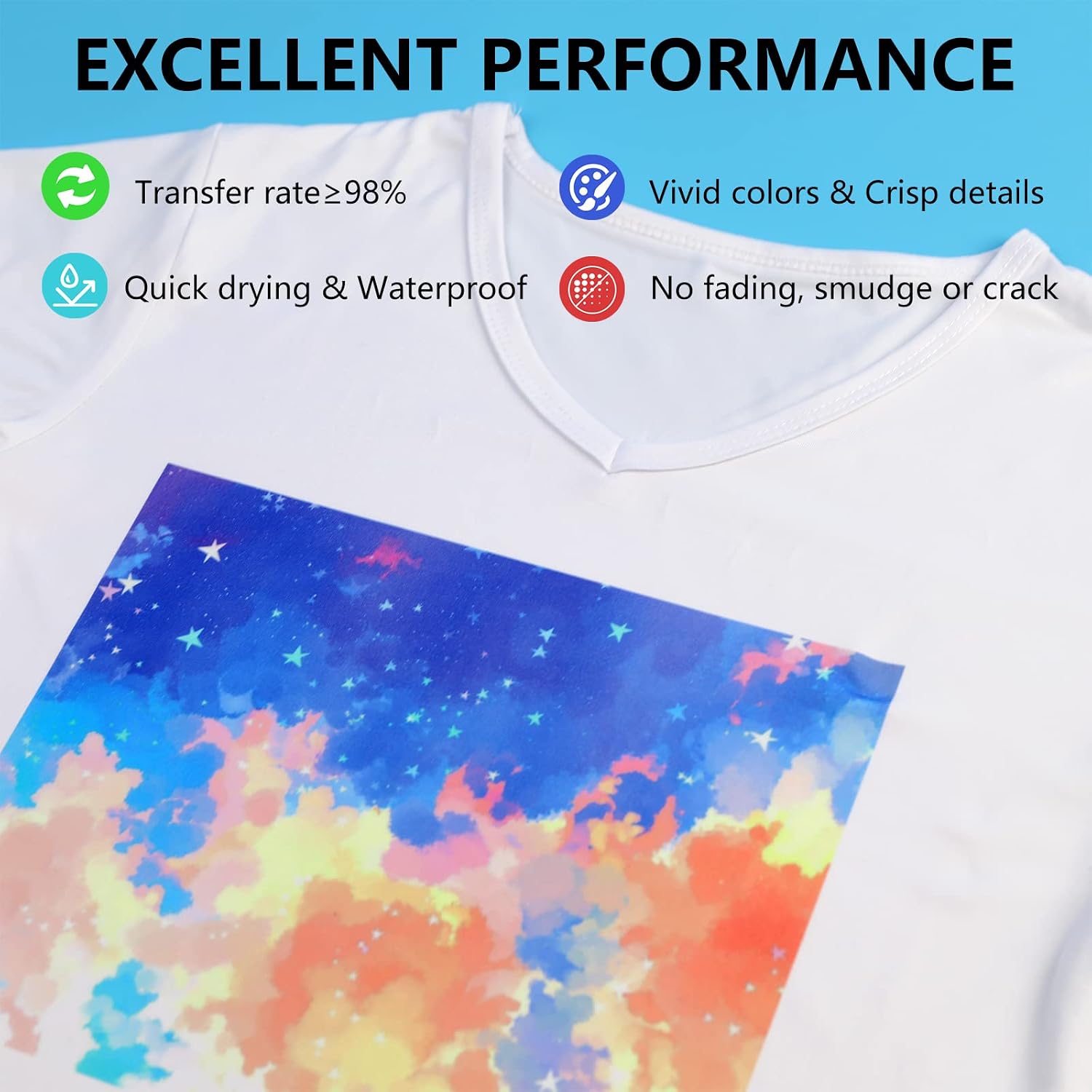 Sublimation Paper for T-Shirts & Mug,150 Sheets 105g 8.5x11 Inch A4 | Smooth Jam-Free & Instant Dry:High Transfer