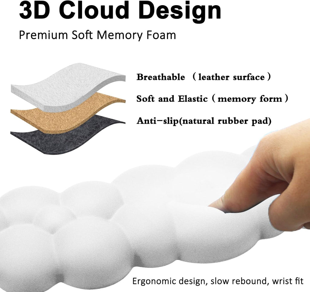 Cloud Keyboard and Mouse Wrist Rest Pad for Computer Arm Pain Relief- Ergonomic Wrist Support Mousepad with Non-Slip