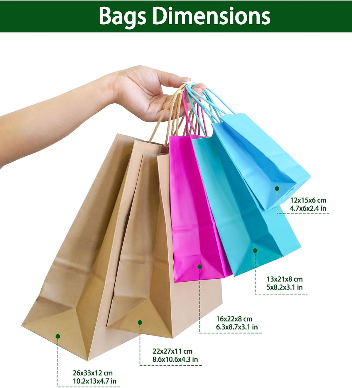 Mini Pink Paper Bags 50 Pack Pink Gift Bags with Handles