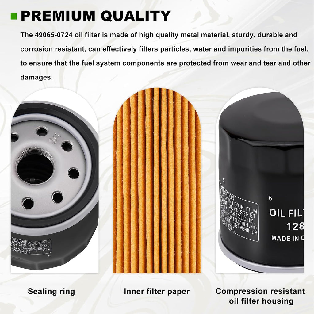 49065-0724 Oil Filter Fits 49065-7010 AM107423 49065-0734, 4Pack