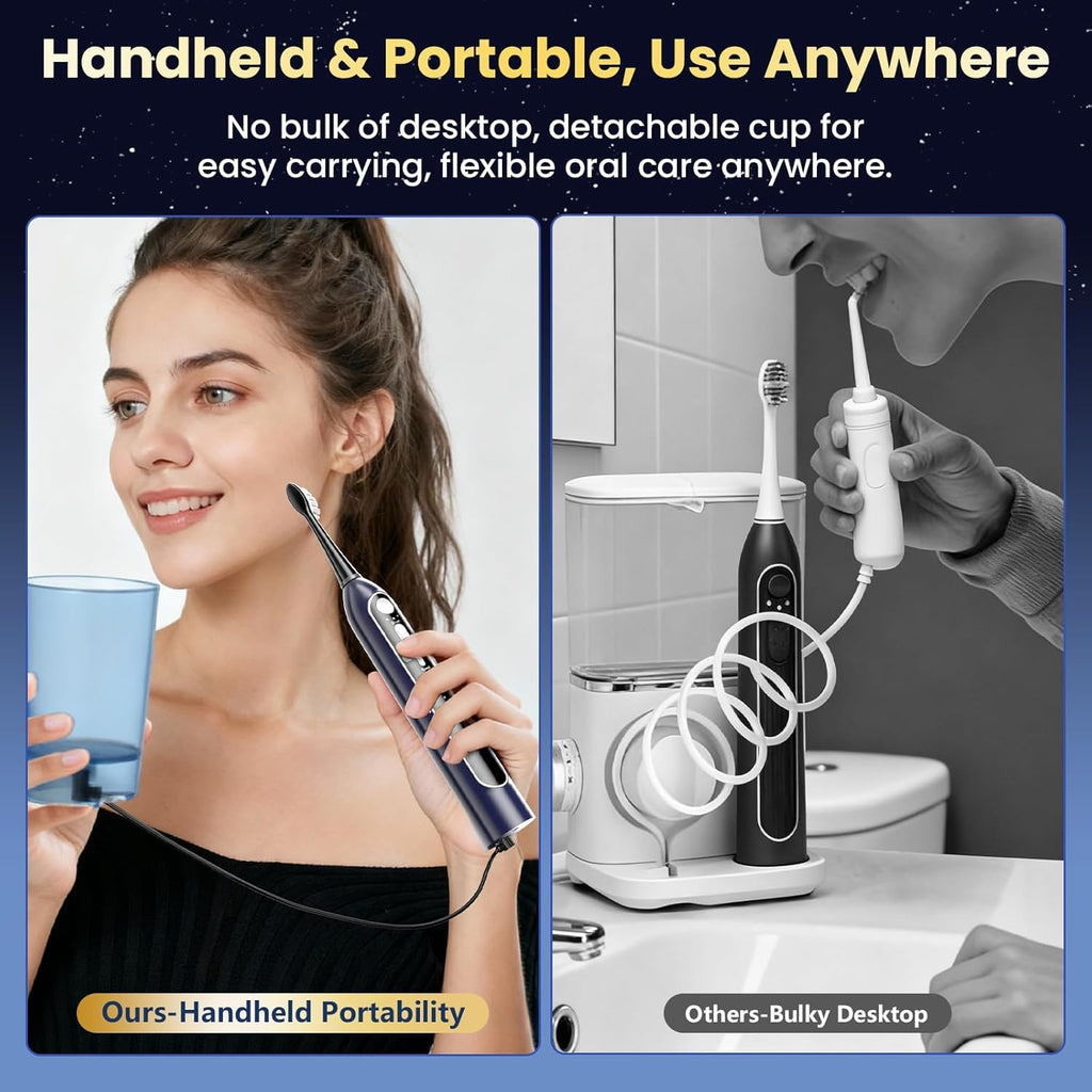 Electric Toothbrush with Water Flosser, Upgraded 2.0 Flossing Toothbrush with 5 Speeds & 3 Modes, 30 Days/Charge, for