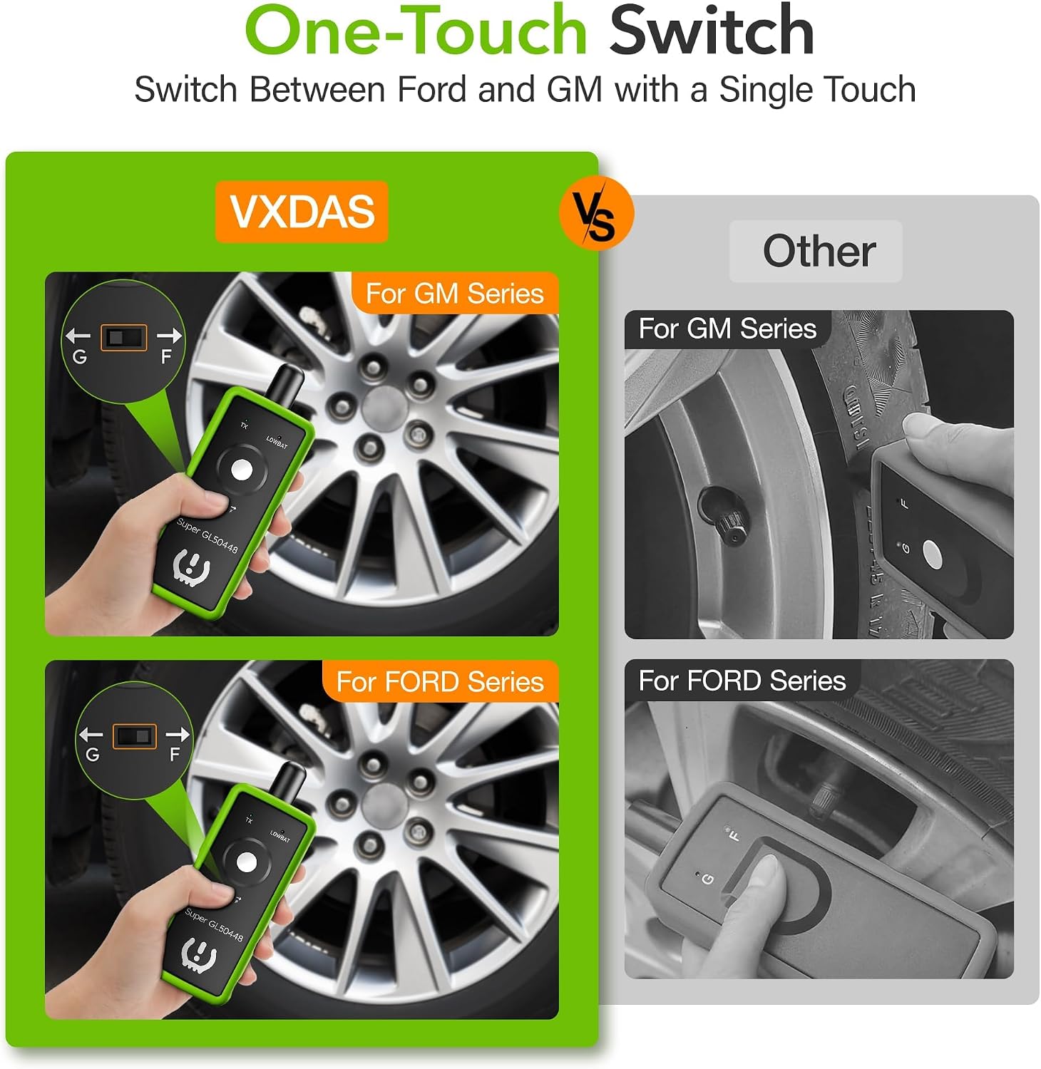 2IN1 TPMS Relearn Tool Super GL50448 for GM and Ford with Model Switch Button,Tire Pressure Sensor Monitor Reset
