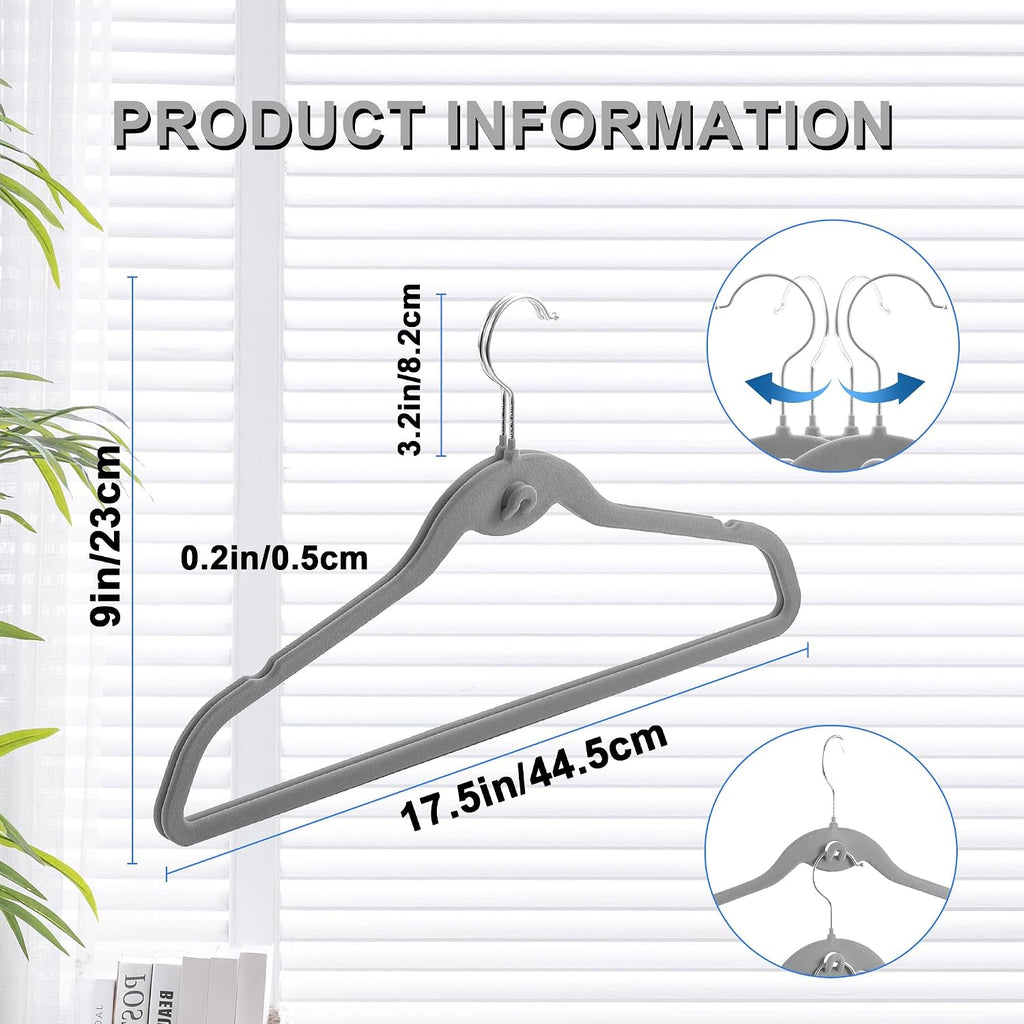 Multi-Color Velvet Hangers 50 Pack with Cascading Hooks, Non-Slip Black, Pink, White, Grey, and Purple Velvet Hangers