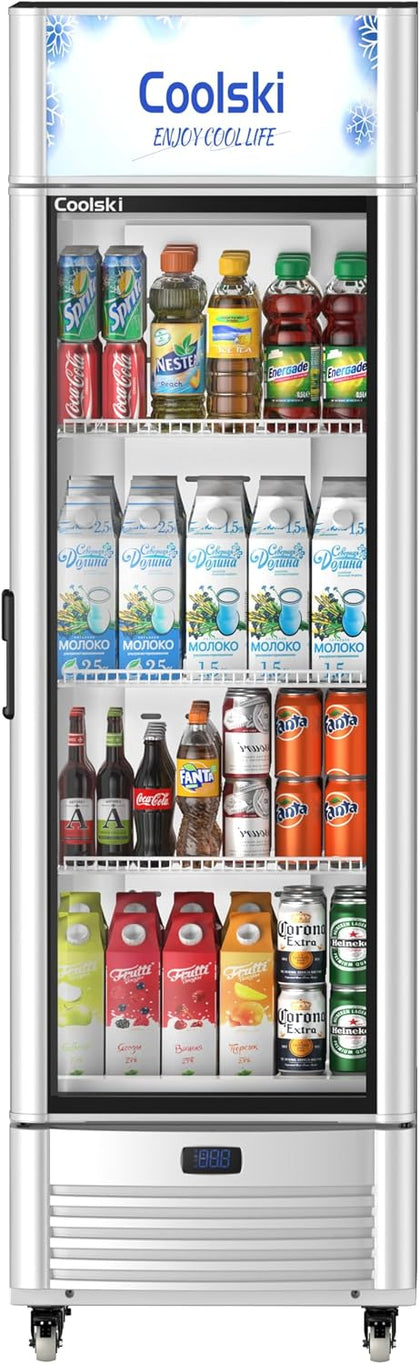 Commercial Glass Door Merchandiser Refrigerator, 6.5 cu ft Display Beverage Drink Fridge with LED Light Adjustable