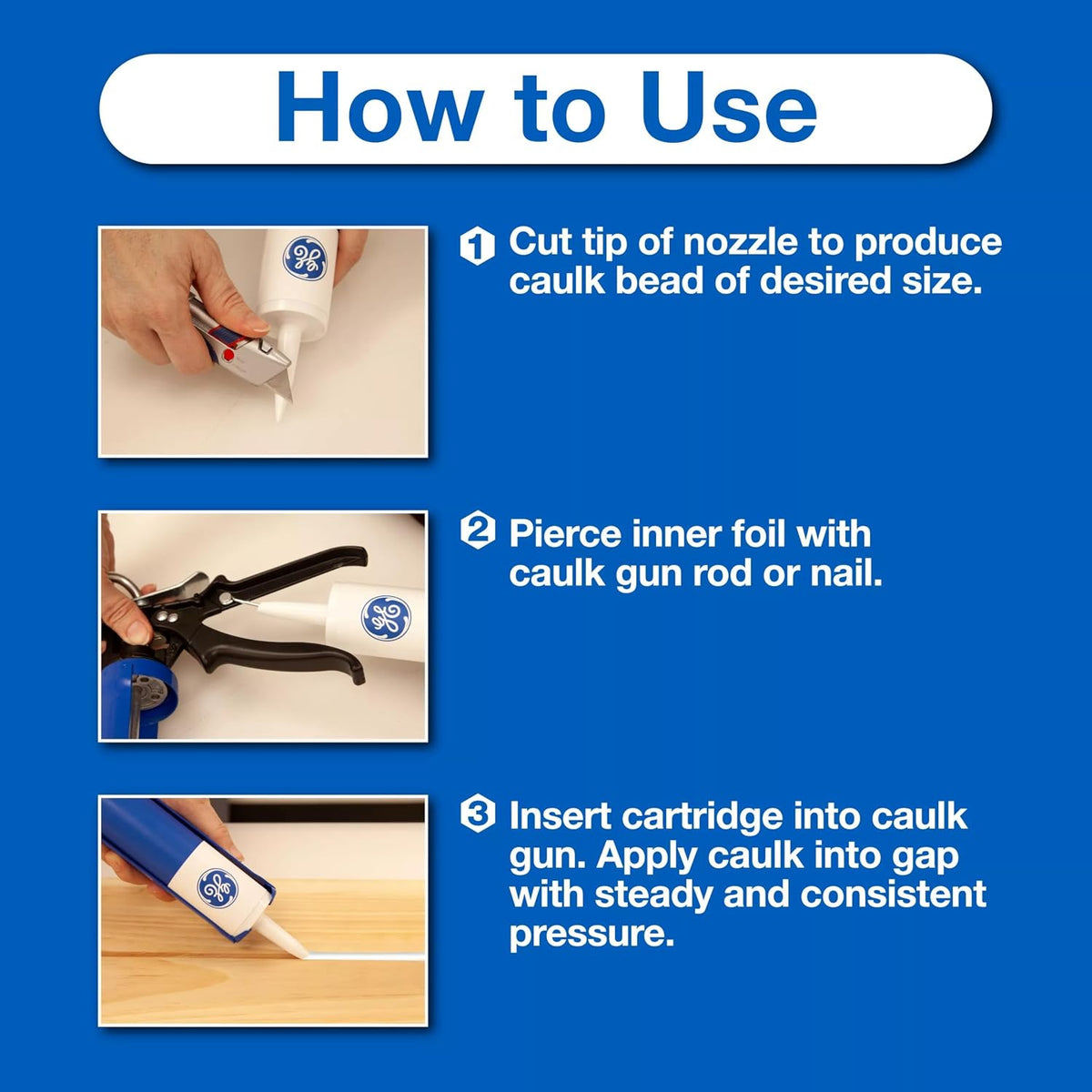 Advanced Silicone Caulk for Kitchen & Bathroom, White, 10 fl oz Cartridge, 1 Pack - 100% Waterproof Silicone Sealant
