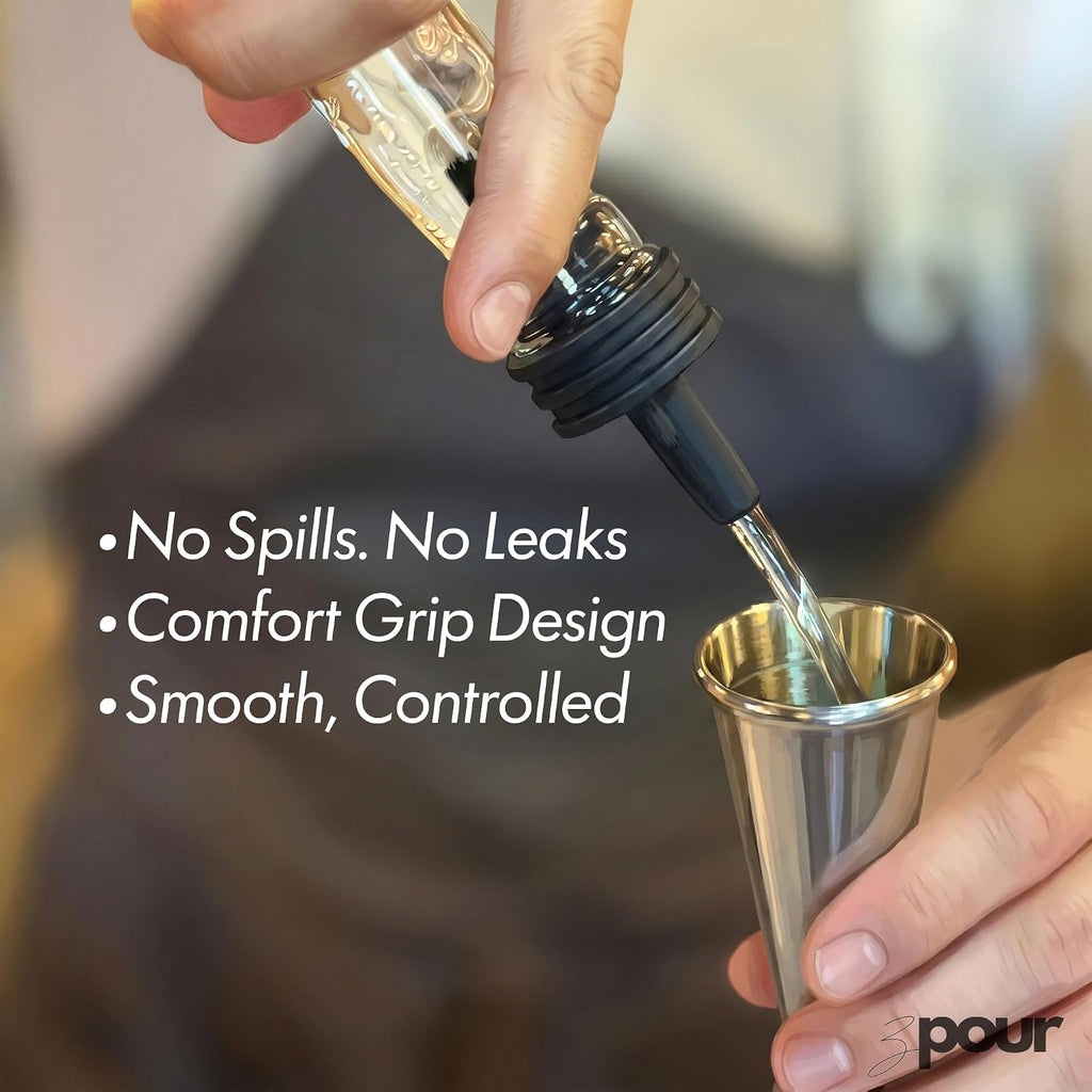 Black Premium Quality Liquor Pour Spouts Pack 12 Reusable Leakproof Bottle Tops For Bartenders And Home Use Easy Flow