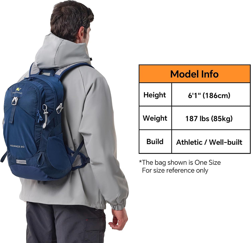 20L Small Hiking Backpack with Rain Cover | Internal Frame, Ventilated Back Panel, Water-Resistant, Short-Distance