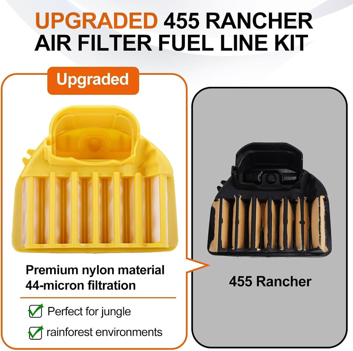 Hipa 2 Pack Air Filter Fuel Line for Husqvarna 455 Rancher Parts